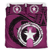 Polynesian Duvet Cover Set - Nothern Mariana Island Bedding Set Dark Pink Black - Polynesian Pride