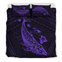 Hawaiian Map Whale Polynesian Bedding Set - Purple - Polynesian Pride