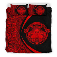 Hawaiian Madame Pele Kanaka Plumeria Polynesian Bedding Set Circle Style Red - Polynesian Pride