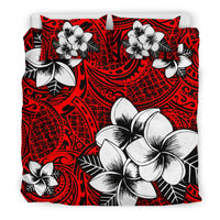 Hawaiian Plumeria Tribal Polynesian Bedding Set Red - Polynesian Pride