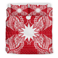 Polynesian Bedding Set - Nauru Duvet Cover Set Map Red White - Polynesian Pride