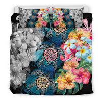 Hawaiian Turtle Swimming Wave Plumeria Hibiscus Polynesian Bedding Set - Garden Style - Polynesian Pride