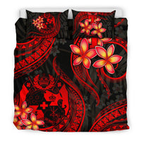 Polynesian Bedding Set - Tonga Duvet Cover Set - Red Plumeria - Polynesian Pride