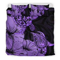 Hawaii Turtle Bedding Set Polynesian Hibiscus Art Violet AH - Polynesian Pride