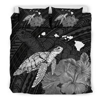 Hawaii Polynesian Hibiscus Turtle Map Bedding Set - AH - White - Polynesian Pride