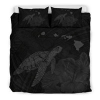 Hawaii Polynesian Hibiscus Turtle Map Bedding Set - AH - Grey - Polynesian Pride