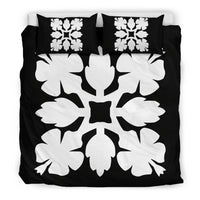 Hawaiian Bedding Set Royal Pattern - Black And White - C1 Style - Polynesian Pride