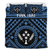 Kosrae Personalised Bedding Set - Kosrae Flag In Polynesian Tattoo Style (Blue) - Polynesian Pride