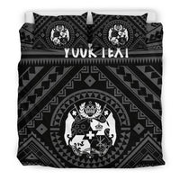 Tonga Personalised Bedding Set - Tonga Seal With Polynesian Tattoo Style (Black) - Polynesian Pride