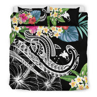 Papua New Guinea Polynesian Bedding Set - Summer Plumeria (Black) - Polynesian Pride