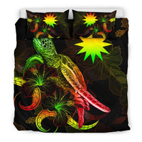 Nauru Polynesian Bedding Set - Turtle With Blooming Hibiscus Reggae - Polynesian Pride