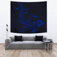 Hawaii Shark Blue Polynesian Tribal Tapestry - Polynesian Pride