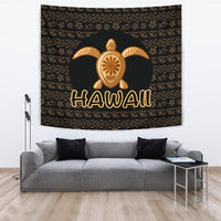 Hawaii Turtle Golden Tapestry Wall Tapestry 150cm*150cm Golden - Polynesian Pride