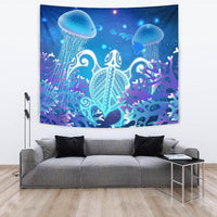 Hawaii Turtle Jellyfish Coral Galaxy Tapestry Wall Tapestry 150cm*150cm Galaxy - Polynesian Pride