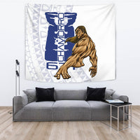 Guam Tapestry - Chamorro With Puntan Blue Color Wall Tapestry - Guam Large 104" x 88" Blue - Polynesian Pride
