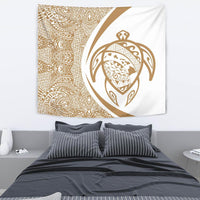 Hawaii Turtle Map Polynesian Tapestry - Circle Style Wall Tapestry 130cm*150cm Gold - Polynesian Pride
