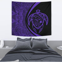 Hawaii Turtle Map Polynesian Tapestry - Purple - Circle Style Wall Tapestry Purple - Polynesian Pride