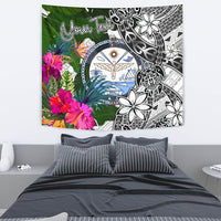 Marshall Islands Custom Personalised Tapestry White - Turtle Plumeria Banana Leaf Crest - Polynesian Pride