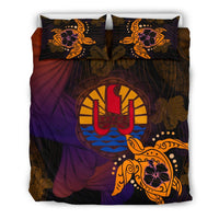 French Polynesia Duvet Cover Set - Turtle Hibiscus & Flag - Polynesian Pride