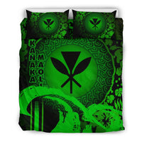 Kanaka Maoli Duvet Cover Set - Hibiscus And Wave Special Green - Polynesian Pride