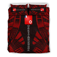 Wallis And Futuna Duvet Cover Set - Polynesian Tattoo Red - Polynesian Pride
