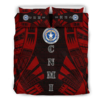 Northern Mariana Islands Duvet Cover Set - Polynesian Tattoo Red - Polynesian Pride