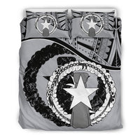 Northern Mariana Islands Duvet Cover Set - Northern Mariana Islands Flag Gray - Polynesian Pride