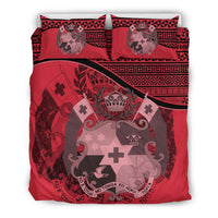 Tonga Duvet Cover Set - Tonga Coat Of Arms Pink - Polynesian Pride