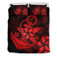 Hawaiian Anchor Plumeria Hamerhead Shark Polynesian Bedding Set - Red Black - Polynesian Pride