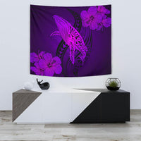 Hawaii Whale Swim Poly Purple Tapestry Wall Tapestry Small 60" x 51" Purple - Polynesian Pride