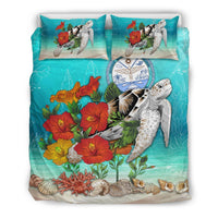 Polynesian Duvet Cover Set - Marshall Island Bedding Set Ocean Turtle Hibiscus - Polynesian Pride