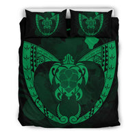 Hawaiian Fish Hook Turtle Heart Polynesian Bedding Set Green Green - Polynesian Pride