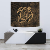 Hawaii Turtle Kanaka Map Hibiscus Poly Tapestry - Gold Wall Tapestry Small 60" x 51" Gold - Polynesian Pride