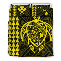 Hawaiian Map Kakau Turtle Kanaka Polynesian Bedding Set - Yellow Yellow - Polynesian Pride