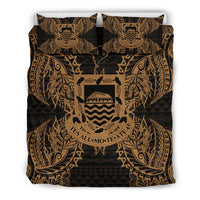 Polynesian Bedding Set - Tuvalu Duvet Cover Set Map Gold - Polynesian Pride