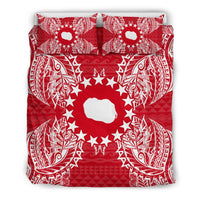 Polynesian Bedding Set - Cook Islands Duvet Cover Set Map Red White - Polynesian Pride