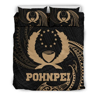 Polynesian Bedding Set - Pohnpei Micronesia Duvet Cover Set Gold Tribal Wave - Polynesian Pride