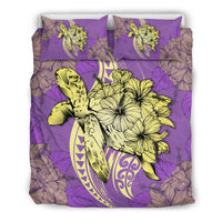 Hawaii Bedding Set - Hawaii Polynesian Turtle Hibiscus Bedding Set - Yellow Yellow - Polynesian Pride