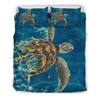 Hawaii Sea Turtle Water Color Travel Sea Bedding Set Blue - Polynesian Pride
