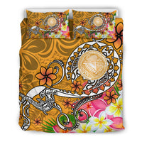 American Samoa Polynesian Bedding Set - Turtle Plumeria (Gold) - Polynesian Pride