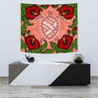 Hawaii Turtle Hibiscus Pink Tapestry - Fide Style Wall Tapestry 75cm*90cm Pink - Polynesian Pride