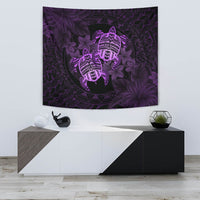 hawaiiTapestry - Turtle Strong Pattern Hibiscus Plumeria Violet AH Wall Tapestry 75cm*90cm Violet - Polynesian Pride