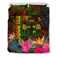 Fiji Polynesian Personalised Bedding Set - Hibiscus and Banana Leaves - Polynesian Pride