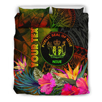 Niue Polynesian Personalised Bedding Set - Hibiscus and Banana Leaves - Polynesian Pride
