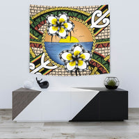 Hawaii Plumeria Pattern Limited Tapestry Wall Tapestry Small 60" x 51" Gold - Polynesian Pride