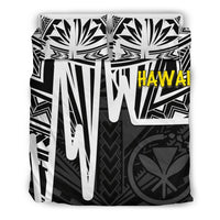 Hawaii Bedding Set - Kanaka Maoli With Polynesian Pattern In Heartbeat Style (Black,White) - Polynesian Pride