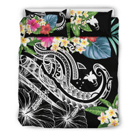 Papua New Guinea Polynesian Bedding Set - Summer Plumeria (Black) - Polynesian Pride