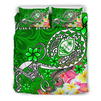 Guam Custom Personalised Bedding Set - Turtle Plumeria (Green) - Polynesian Pride