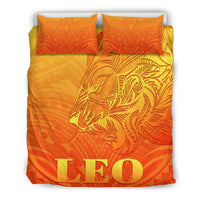 Sun In Leo Zodiac Bedding Set Polynesian Tattoo Simple - Orange - Polynesian Pride