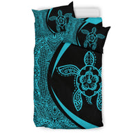 Hawaiian Hibiscus Turtle Polynesian Bedding Set-Circle Style Blue - Polynesian Pride